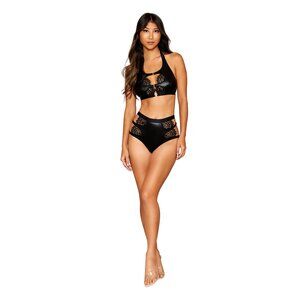 Stretch faux-leather bralette and panty